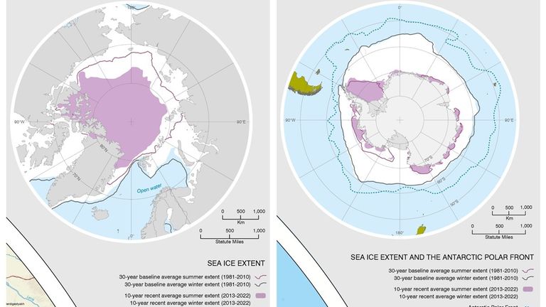 New Arctic and Antarctic sea ice extent graphics June 2023 (British Antarctic Survey)