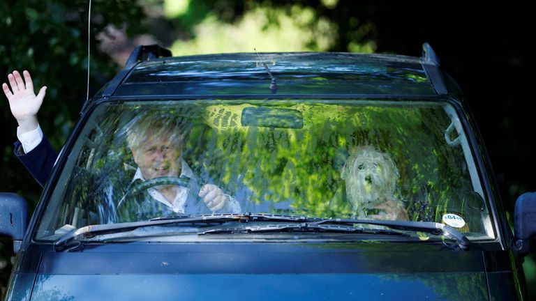 Former British Prime Minister Boris Johnson leaves his home, in Brightwell-cum-Sotwell, Oxfordshire