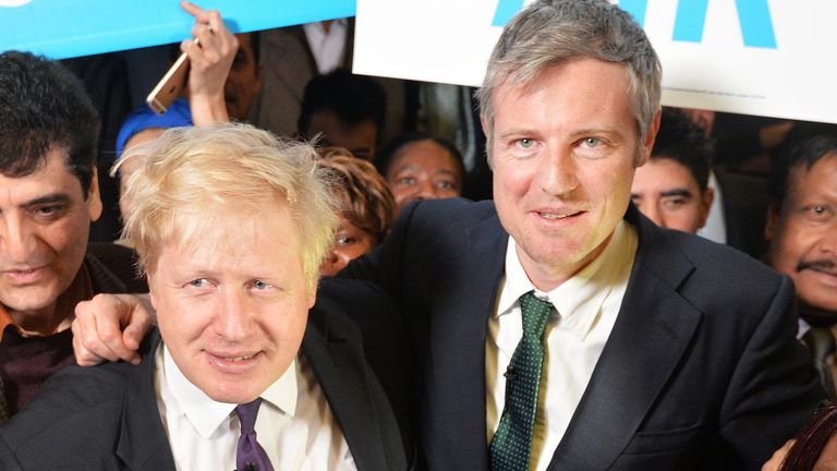 The Mayor of London Boris Johnson supporting Conservative candidate Zac Goldsmith (right) at a rally for supporters at the Parrish Halls in Wanstead east London during the Mayor of London election campaign.