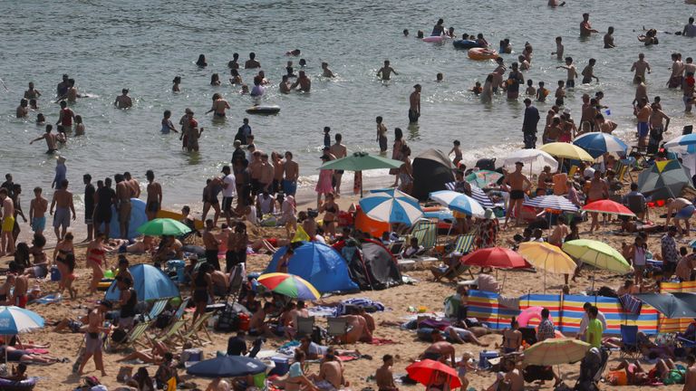 Crowds flocked to Bournemouth beach temperatures soared last year  