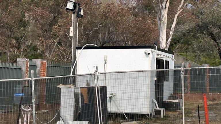A portable building on the grounds of the proposed new Russian embassy site in Canberra, Australia. Pic: AP