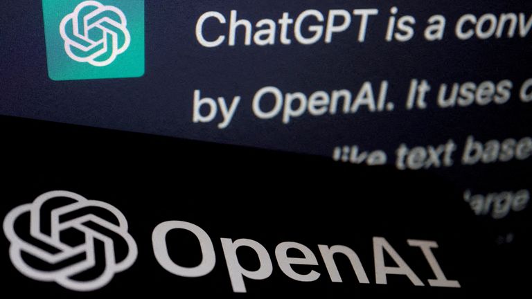 FILE PHOTO: OpenAI's logo is displayed near the responses of ChatGPT, an artificial intelligence chatbot, on its website, in this illustration taken Feb. 9, 2023.REUTERS/Florence Lo/Illustration/File Photo