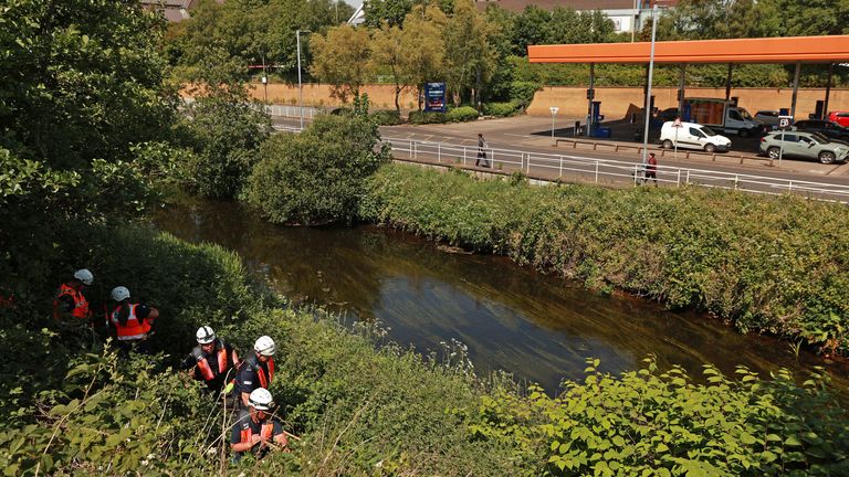 Search and Rescue teams on the bank of the River Braid in Ballymena as the search has resumed in Co Antrim for missing woman Chloe Mitchell. Police said Ms Mitchell was last seen on CCTV walking in the direction of James Street, and have asked for anyone with information on her whereabouts to contact officers. Picture date: Friday June 9, 2023.