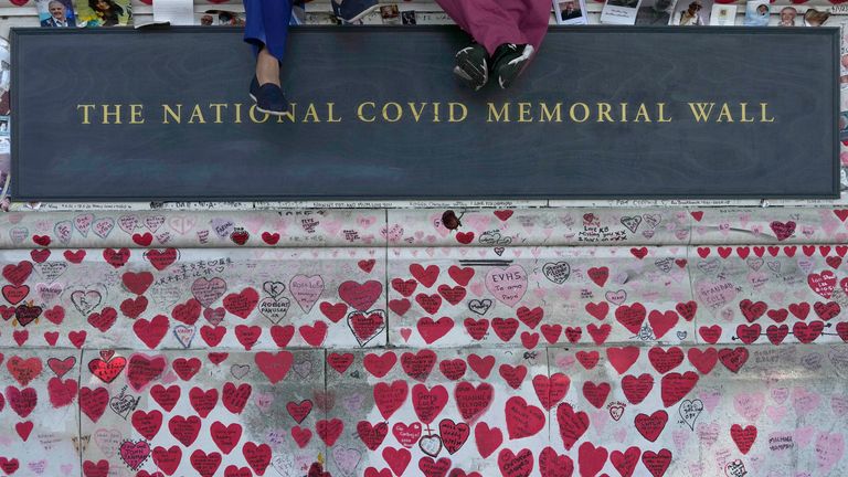 The National Covid Memorial Wall in London. Pic: AP