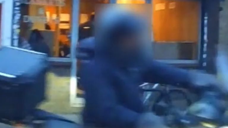 EMBARGOED TO 0001 20 JUNE 2023. Footage captured a moped rider in a suspected &#39;crash for cash&#39; incident. Credit: IFB / Hastings Direct 