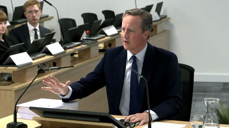 David Cameron giving evidence to the UK Covid-19 Inquiry