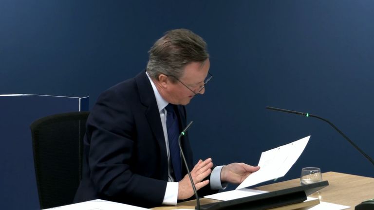 David Cameron giving evidence to the UK Covid-19 Inquiry 