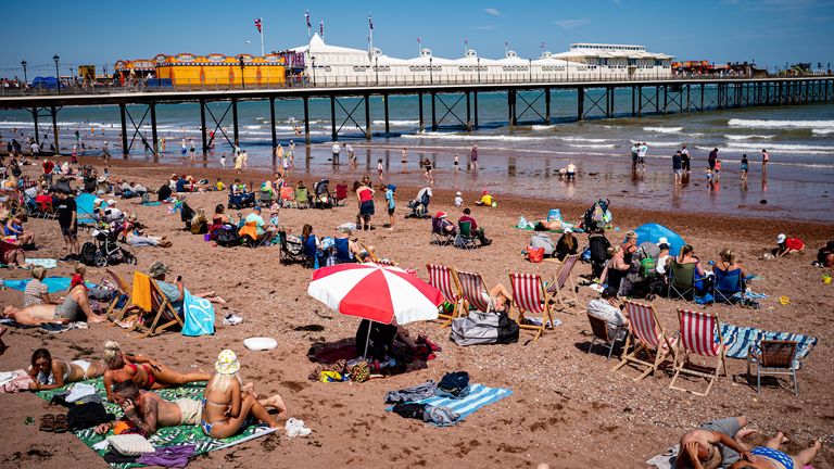 People enjoying the warm weather in Paignton, Torbay, Devon . Picture date: Saturday June 3, 2023.