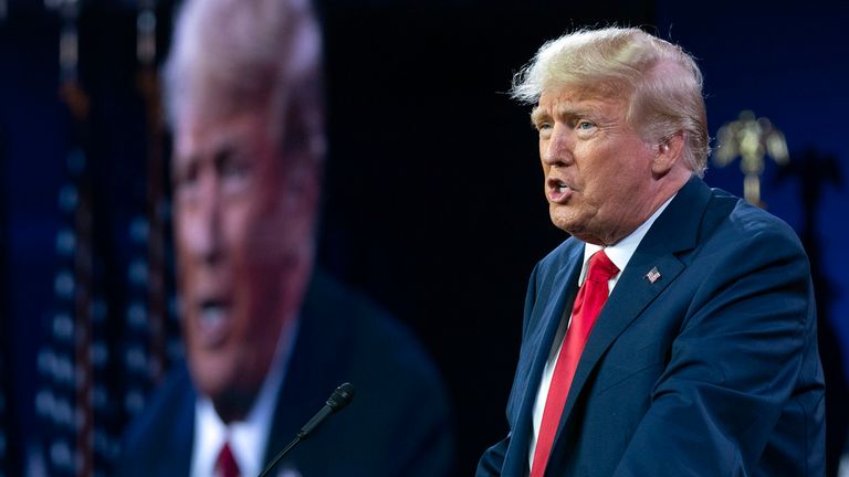 Former President Donald Trump speaks during the Faith & Freedom Coalition Policy Conference in Washington, Saturday, June 24, 2023. (AP Photo/Jose Luis Magana)