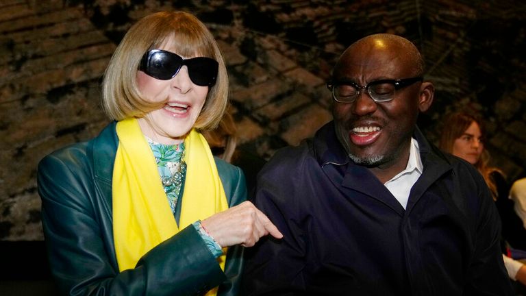 Wintour and Enninful in Milan in February. Pic: AP