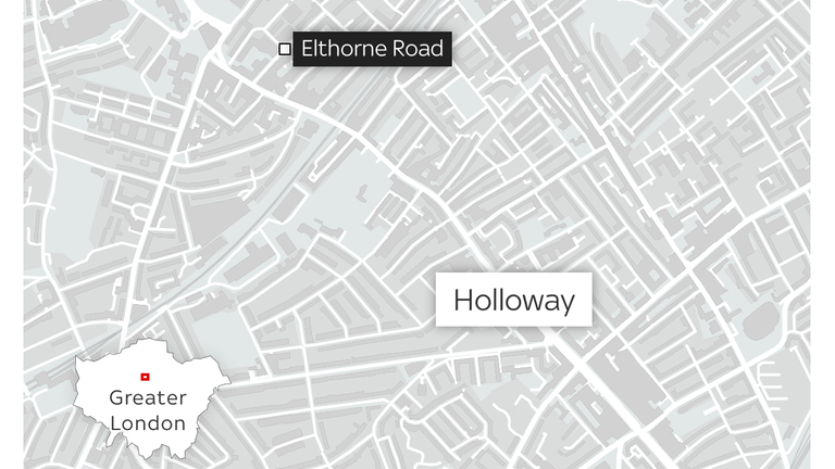 Elthorne Road, London. Locator map. 