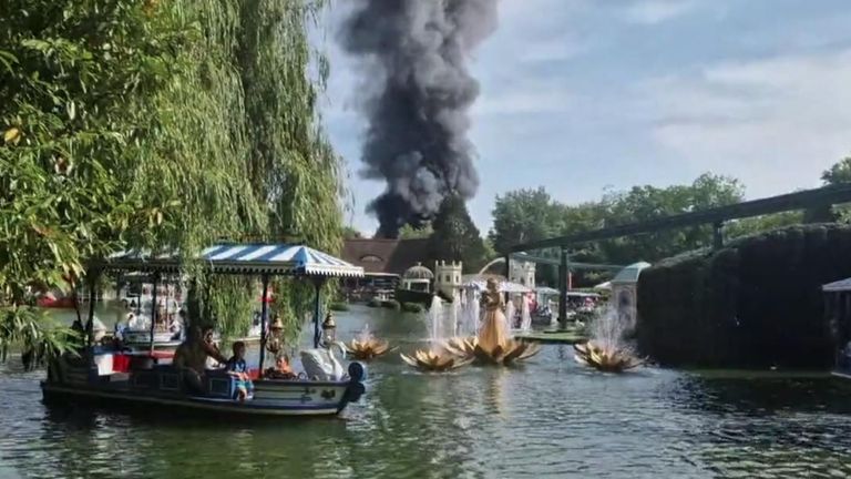 Europa-Park in Germany is evacuated after huge fire breaks out