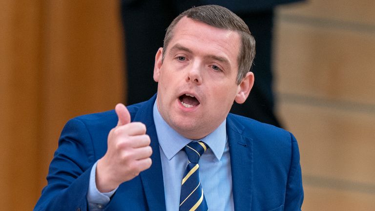Scottish Conservative leader Douglas Ross during First Minister's Questions 