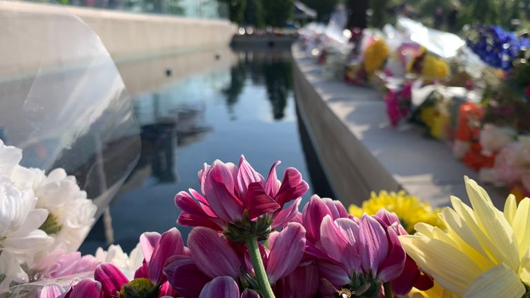 Flowers are laid in memory of students Grace O&#39;Malley Kumar and Barnaby Webber during a vigil at the University of Nottingham
Pic:Frazer Maude