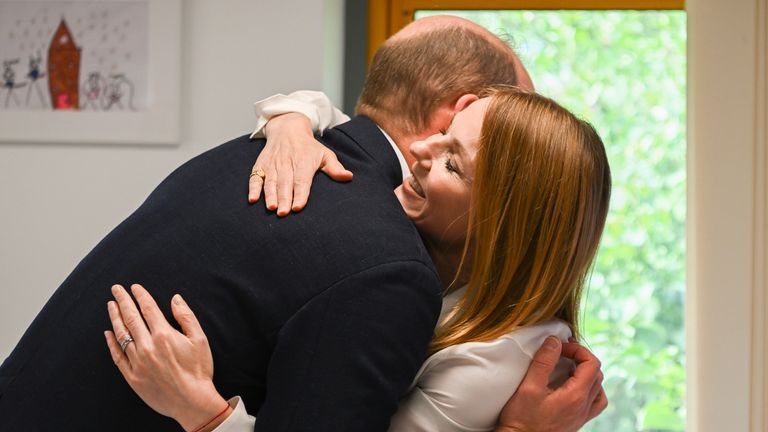 William meeting Geri Horner at a primary school in Newport