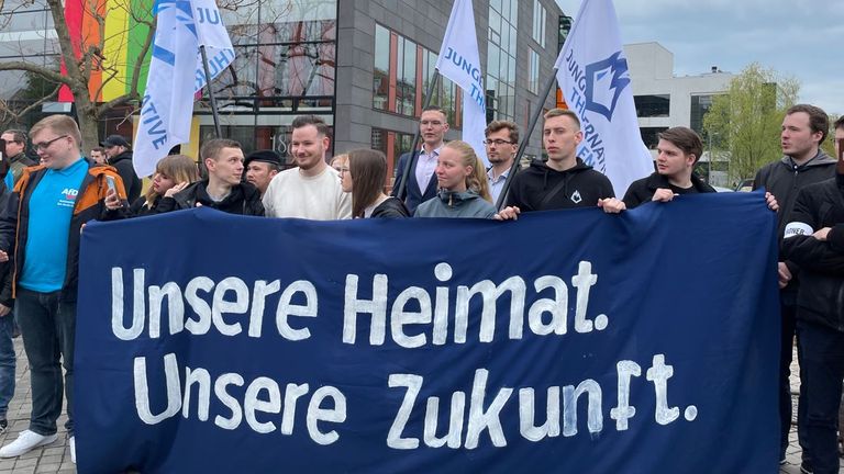 Members of the &#39;Young Alternative&#39;, the youth organization of German far right party &#39;Alternative for Germany&#39;