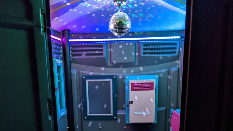 Glastonbury&#39;s TURDIS - the Portaloo disco escape room. Pic: Bewilder Box/ Rebel Brain