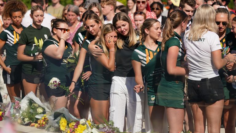Grace O&#39;Malley-Kumar&#39;s team mates attend a vigil at the University of Nottingham after she and two others - Barnaby Webber and Ian Coates - were killed and another three hurt in connected attacks on Tuesday morning. Picture date: Wednesday June 14, 2023.