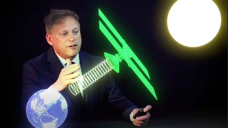 Energy security secretary Grant Shapps in a video to promote satellite-mounted solar