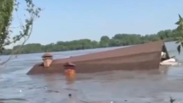 House swept away by flooding after collapse of a major dam in Kherson region