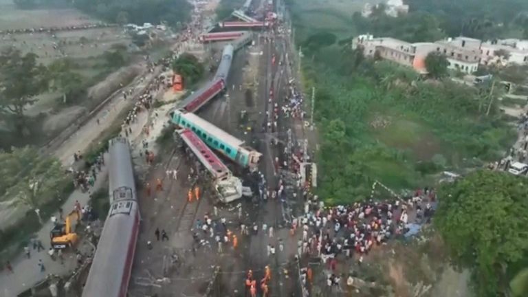 India train crash: Drone footage reveals extent of accident 