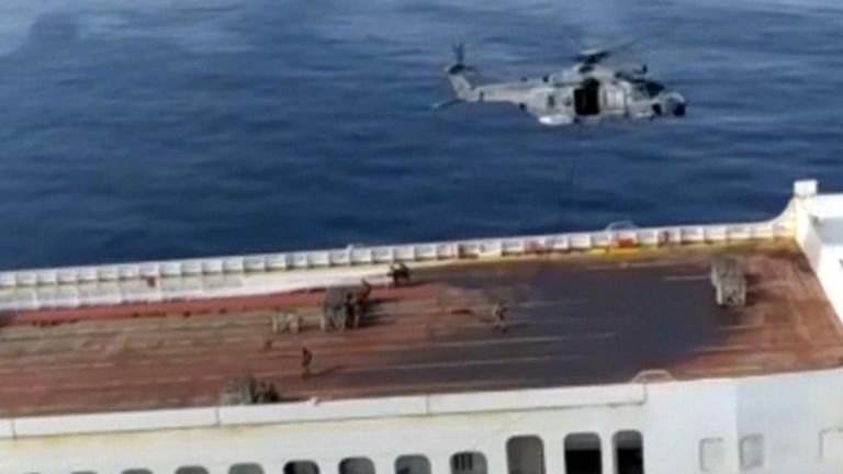Italian special forces storm a hijacked ship in the Gulf of Naples