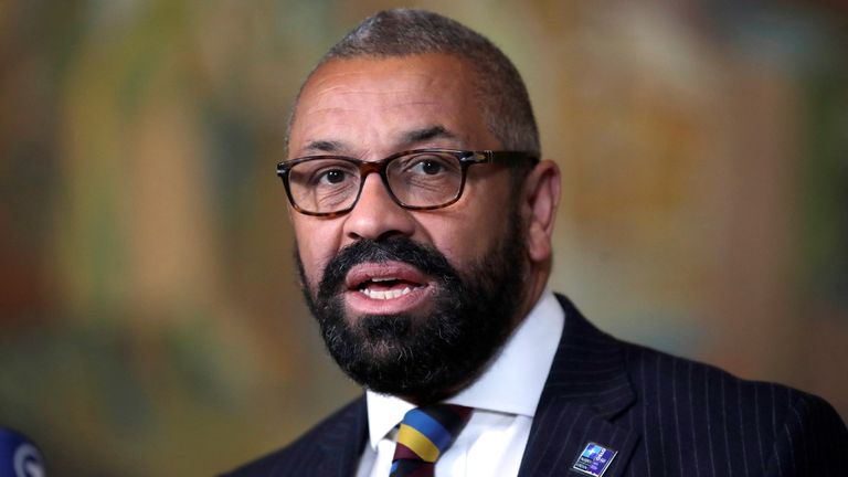 James Cleverly arrives at Oslo City Hall during NATO's informal meeting of foreign ministers in Norway