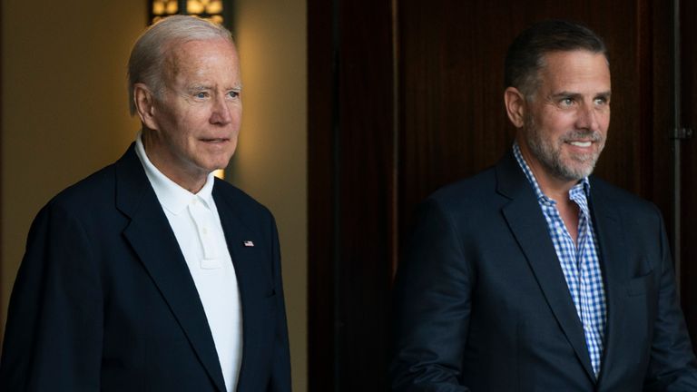 US President Joe Biden and his son Hunter. Pic: AP