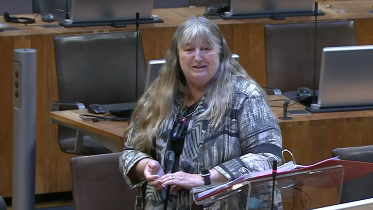 Julies James, the Welsh government&#39;s climate change minister. Pic: Senedd TV