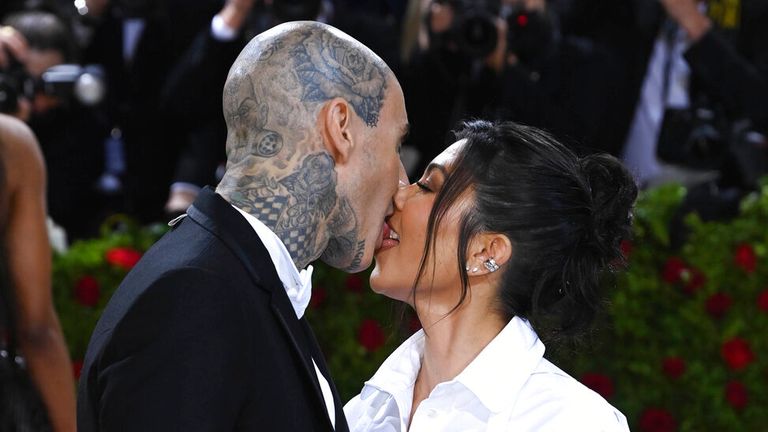 Travis Barker and Kourtney Kardashian married in May last year. Pic: AP