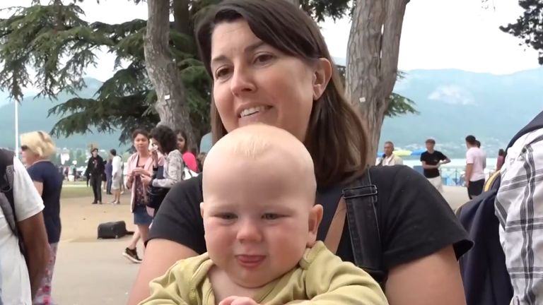 Katie Jackson speaking near the scene at a lakeside park in Annecy, France, following a knife attack in which a British girl, said to be aged three, was one of four children and two adults wounded when the suspect, identified by police as a 31-year-old Syrian national who has refugee status in Sweden, attacked people with a knife in the town of Annecy on Thursday. The knifeman had been denied asylum in France just days before the attack, according to a minister. Picture date: Friday June 9, 2023