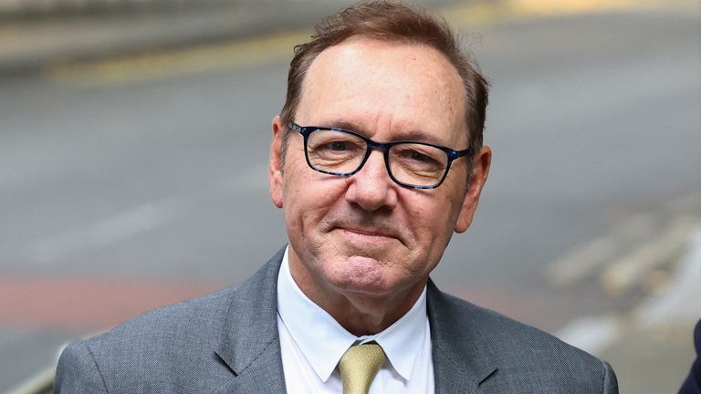 Actor Kevin Spacey looks on outside the Southwark Crown Court on the day of his trial over charges related to allegations of sex offences, in London, Britain, June 30, 2023. REUTERS/Toby Melville
