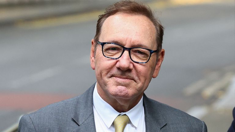 Actor Kevin Spacey looks on outside the Southwark Crown Court on the day of his trial over charges related to allegations of sex offences, in London, Britain, June 30, 2023. REUTERS/Toby Melville
