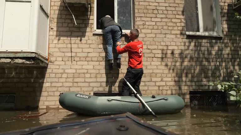 A rescue effort is under way in Kherson