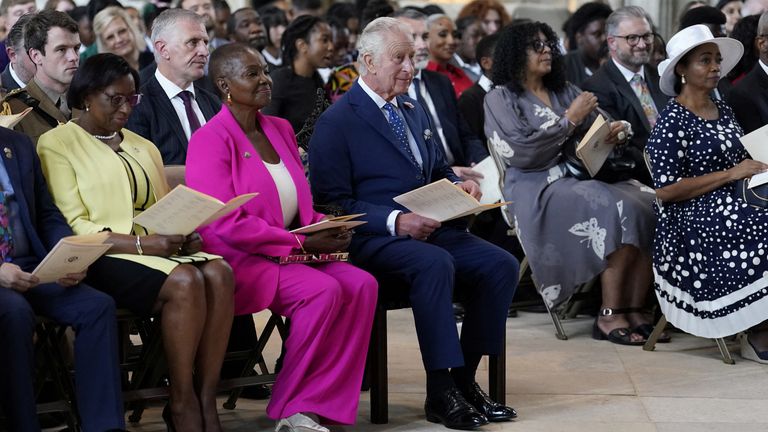King Charles III attends a service at St George&#39;s Chapel, Windsor Castle in Berkshire for young people, to recognise and celebrate the Windrush 75th Anniversary, in Windsor, Britain, June 22, 2023. Andrew Matthews/Pool via REUTERS