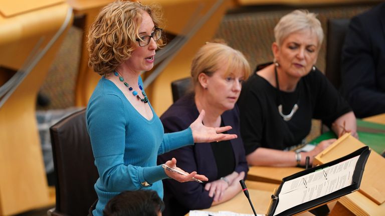 Scottish Government&#39;s circular economy minister Lorna Slater making a statement to MSPs in the Scottish Parlaiment, Edinburgh , on the planned deposit return scheme. Picture date: Wednesday June 7, 2023.
