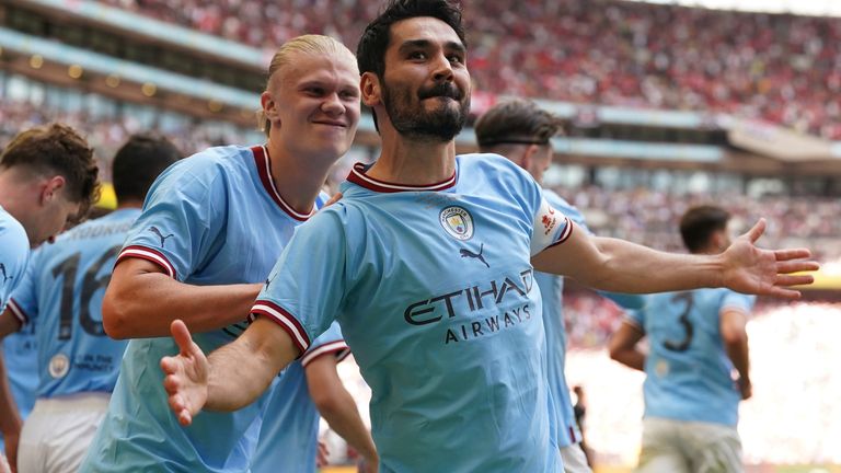 Ilkay Gundogan scored twice for Manchester City