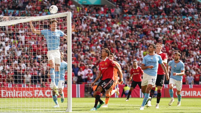 Manchester United&#39;s Scott McTominay (2nd right) looks on as his shot goes over the bar during the Emirates FA Cup final at Wembley Stadium, London. Picture date: Saturday June 3, 2023. PA Photo. See PA Story SOCCER Final. Photo credit should read: Martin Rickett/PA Wire...RESTRICTIONS: EDITORIAL USE ONLY No use with unauthorised audio, video, data, fixture lists, club/league logos or "live" services. Online in-match use limited to 120 images, no video emulation. No use in betting, games or single club/league/player publications.