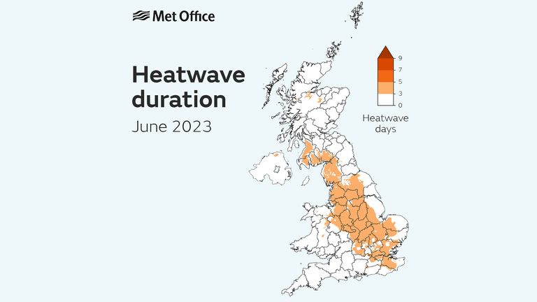 Met Office heatwave duration map
Pic:Met Office