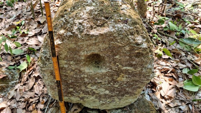 A stone column is pictured after archaeologists from Mexico&#39;s National Institute of Anthropology and History (INAH) discovered an ancient Mayan city inside the Balamku ecological reserve in Campeche state, Mexico in this photo released and distributed by Mexico&#39;s National Institute of Anthropology and History on June 20, 2023. Mexico&#39;s National Institute of Anthropology and History/Handout via REUTERS THIS IMAGE HAS BEEN SUPPLIED BY A THIRD PARTY. NO RESALES. NO ARCHIVES