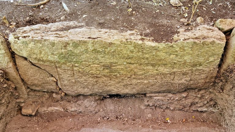 A view shows a part of an engraved stone after archaeologists from Mexico&#39;s National Institute of Anthropology and History (INAH) discovered an ancient Mayan city inside the Balamku ecological reserve in Campeche state, Mexico in this photo released and distributed by Mexico&#39;s National Institute of Anthropology and History on June 20, 2023. Mexico&#39;s National Institute of Anthropology and History/Handout via REUTERS THIS IMAGE HAS BEEN SUPPLIED BY A THIRD PARTY. NO RESALES. NO ARCHIVES