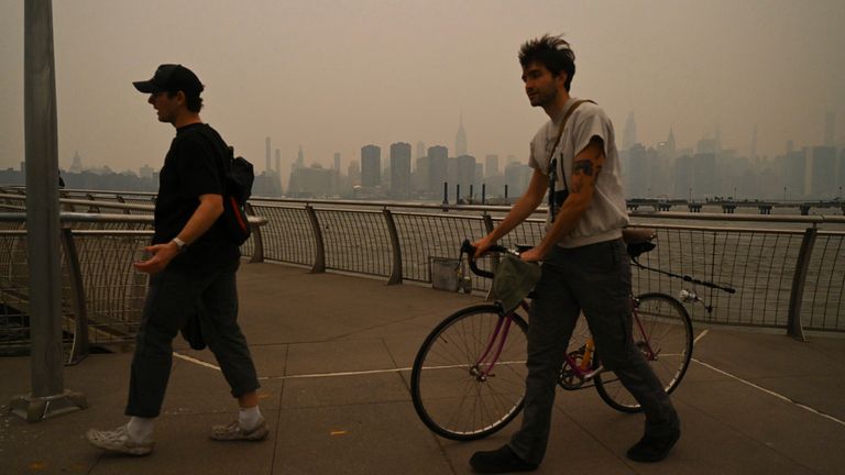 People in New York have been advised to limit strenuous outdoor activities. Pic: AP