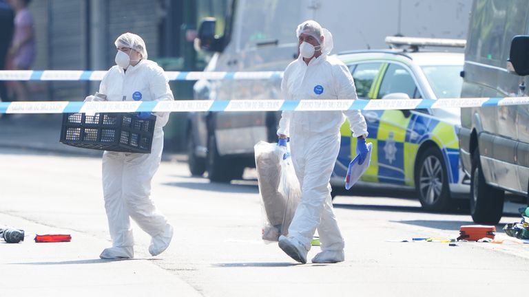 A police cordon on Ilkeston Road, Nottingham, as a 31-year-old man has been arrested on suspicion of murder after three people were killed in Nottingham city centre early on Tuesday morning. Picture date: Tuesday June 13, 2023. PA Photo. A third man was found dead in Magdala Road in the city. Another three people are in hospital after someone tried to run them over in a van in Milton Street, in what police believe is a connected incident. See PA story POLICE Nottingham. Photo credit should read: