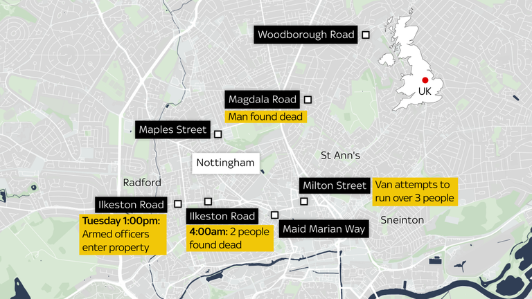 Nottingham incident map