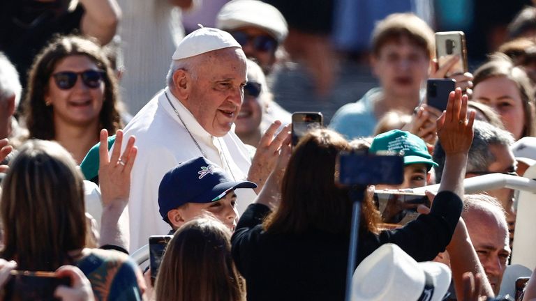 The Pope greeted people in St Peter&#39;s Square before he went into hospital
