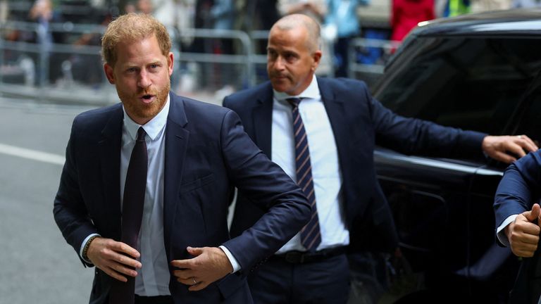 Britain&#39;s Prince Harry, Duke of Sussex walks outside the Rolls Building of the High Court in London, Britain June 6, 2023. REUTERS/Hannah McKay