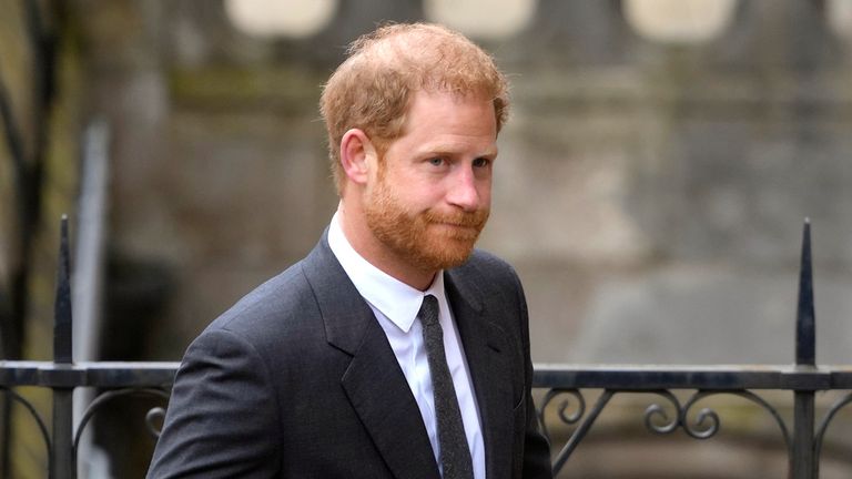 Prince Harry arriving at Royal Courts Of Justice in March. Pic: AP