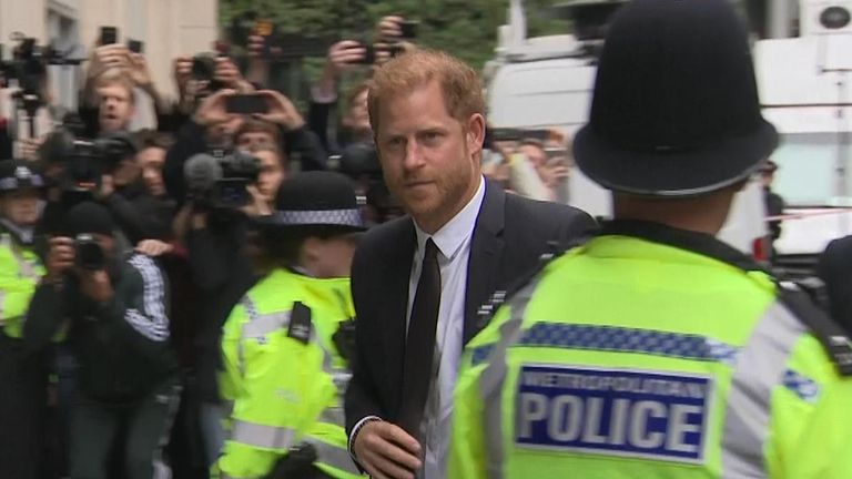 Prince Harry arrives at the High Court
