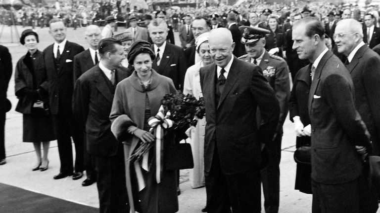 President Dwight Eisenhower with Queen Elizabeth in Washington in 1957