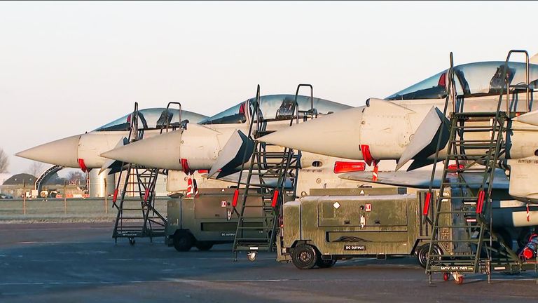 RAF Typhoon aircraft awaiting deployment